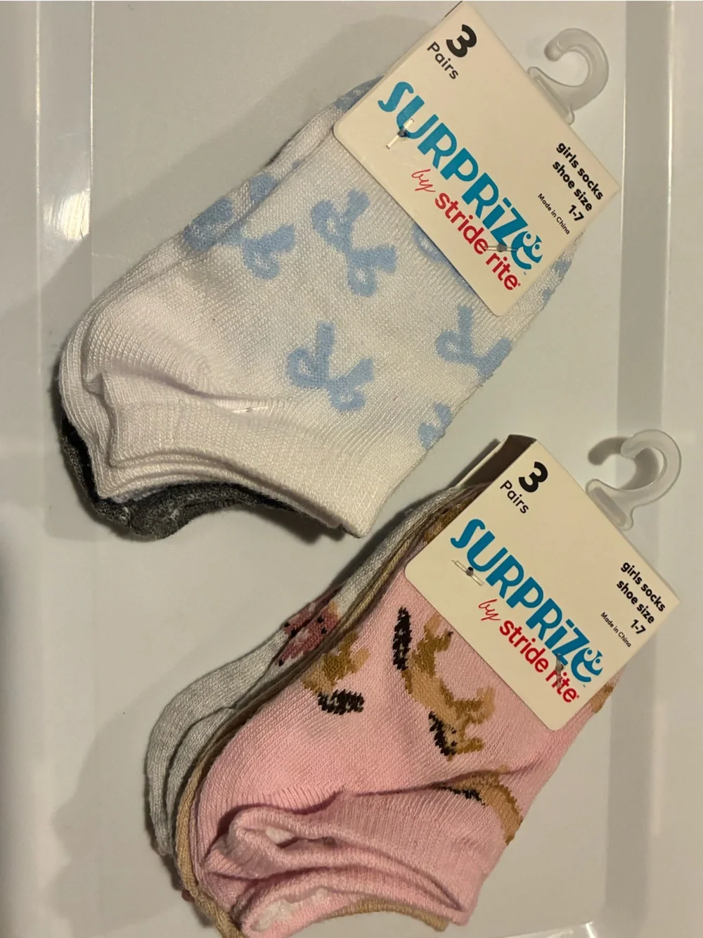Stride Rite 6-Pack Ankle Socks in White, Light Blue & Pink